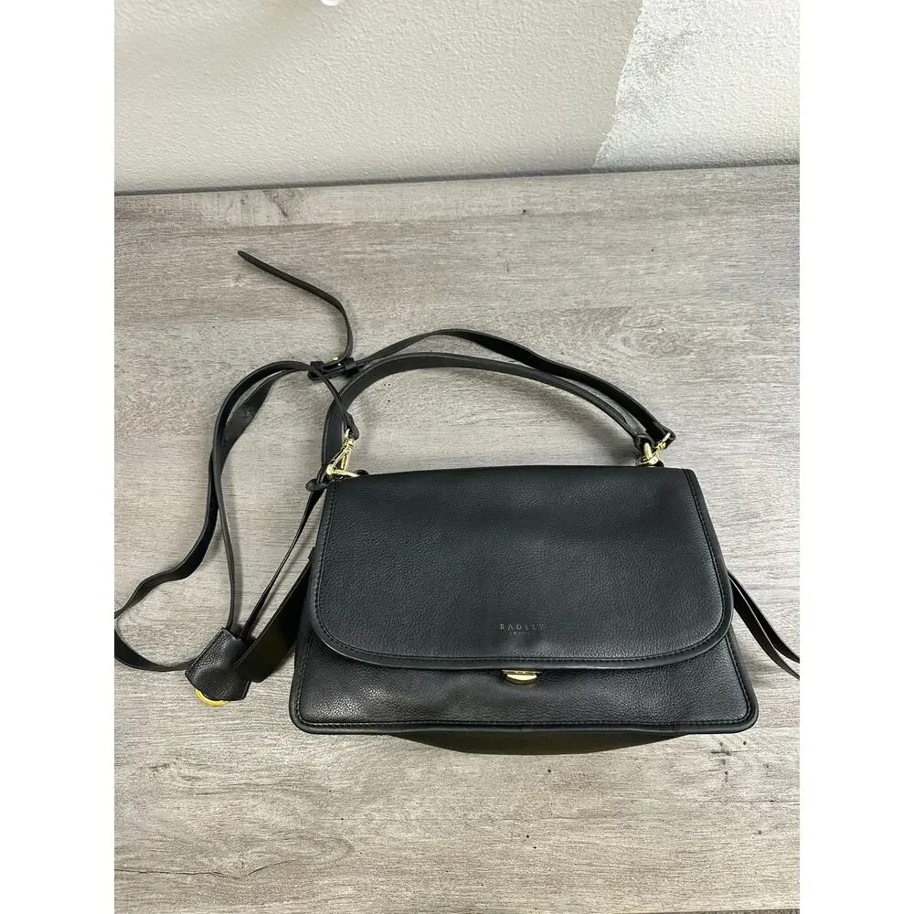 Radley London Cording Street Medium Grab Satchel Bag Purse Black Leather